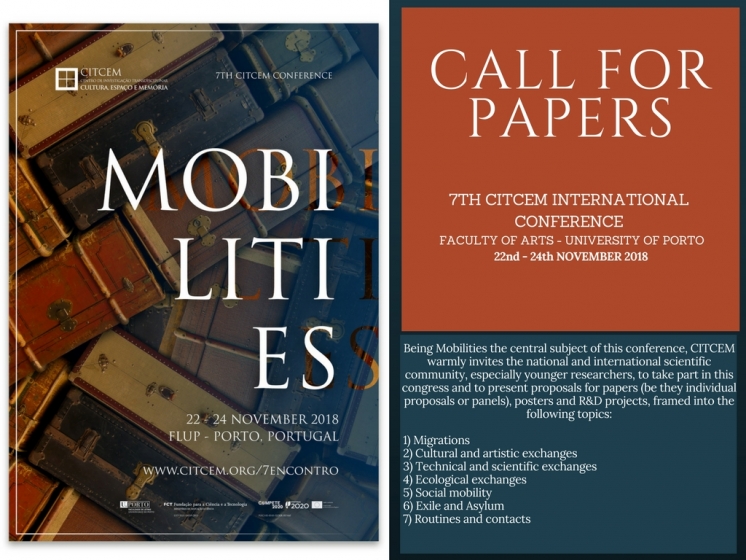 CfP: 7TH CITCEM INTERNATIONAL CONFERENCE - MOBILITIES (Porto, FLUP, 22-24 November 2018)