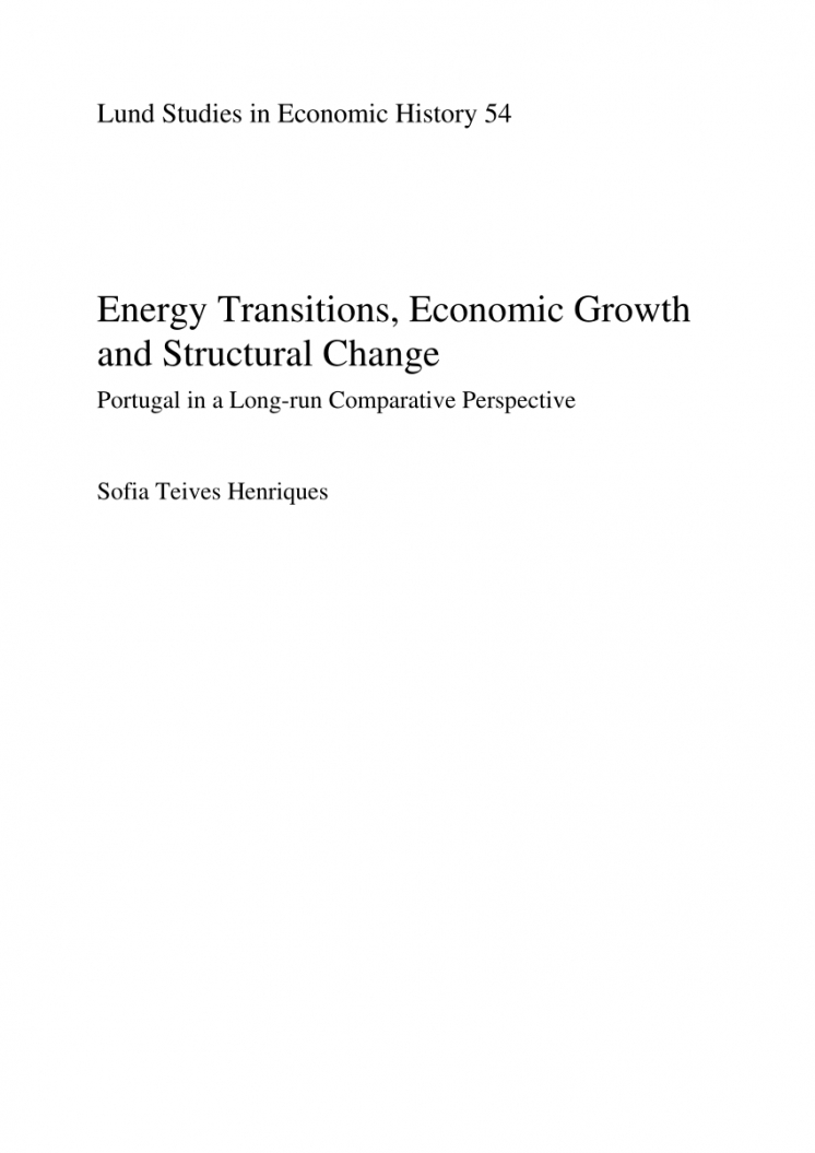 Now available: Henriques, S.T. (2011) Energy Transitions, economic growth and structural change: Portugal in a long-run comparative perspective